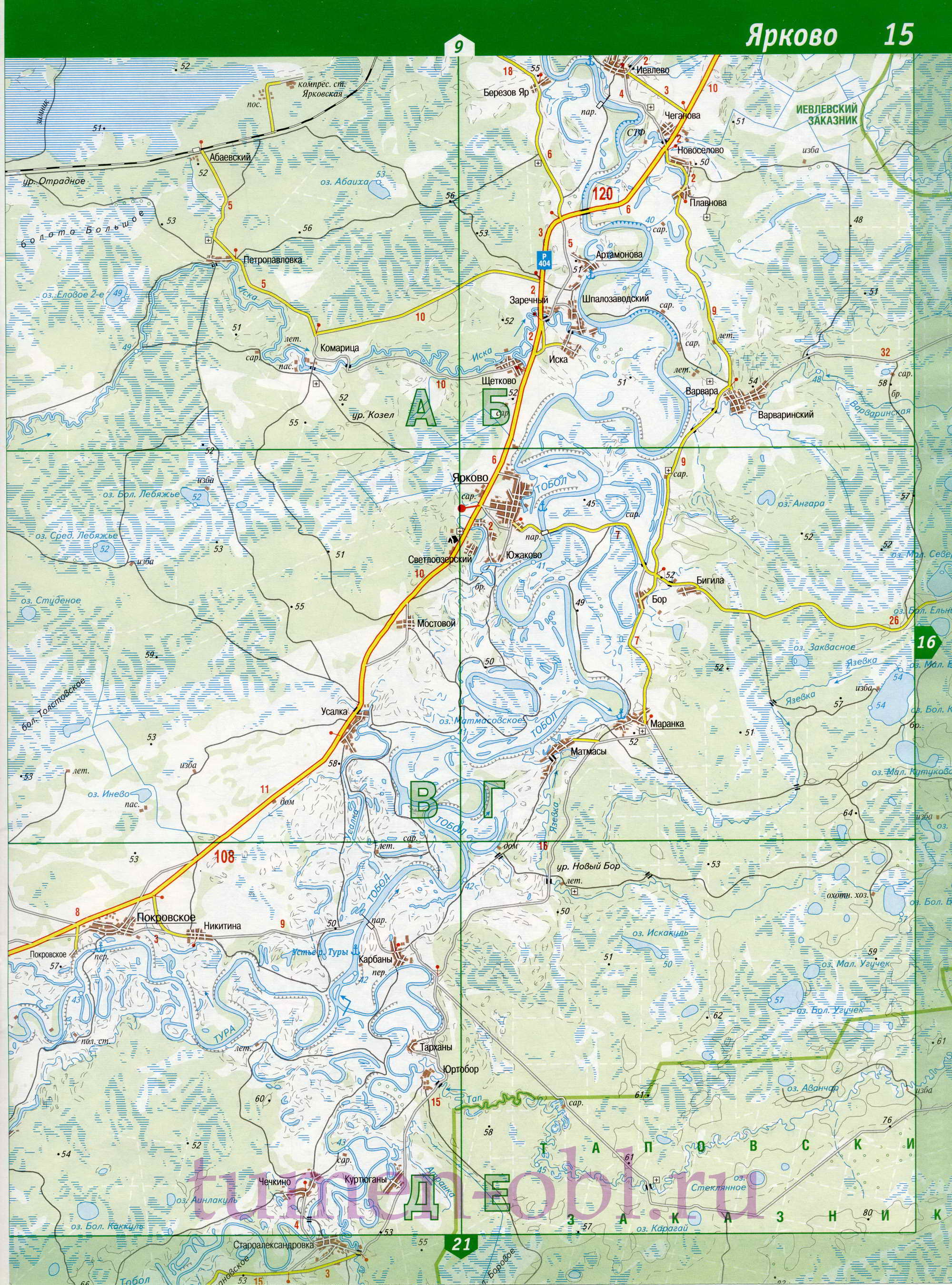 Карта Ярковского района Тюменской области. Подробная топографическая карта - Ярковский район, B0 - 